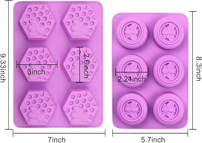 Soap Molds, Soap Molds for Soap Making, Perfect for Bee Soap Making, Honey Silicone Molds for Handmade Soap, Lotion Bars, Wax Melts, Beeswax（3 Pack - Honeycomb）