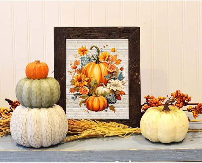 Fall Paint by Numbers for Adults with Framed Canvas-with Wooden Easel,Paint by Numbers Kits Framed Canvas,DIY Acrylic Oil Painting Kits with Brushes Nice Gift Box for Home Wall Decor(12x16 Inch)