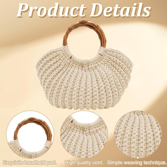 ACRNIGHEET Crochet Bag Kit for Adults Oat Colored Handbag Crochet Kit for Beginners Tote Bag Starters Set DIY Craft Making Kit with Step-by-Step Instructions and Video Guidance