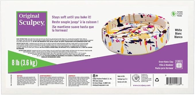 Sculpey Original Oven-Bake Clay, Great for Modeling, Sculpting, and School Projects, White, 8 lb. (Pack of 3)