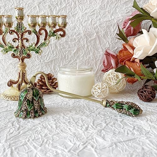 Candle Snuffer, Unique Candle Extinguisher Snuffer, Decorative Candle Extinguisher Metal Candle Tool (Green Leaf)