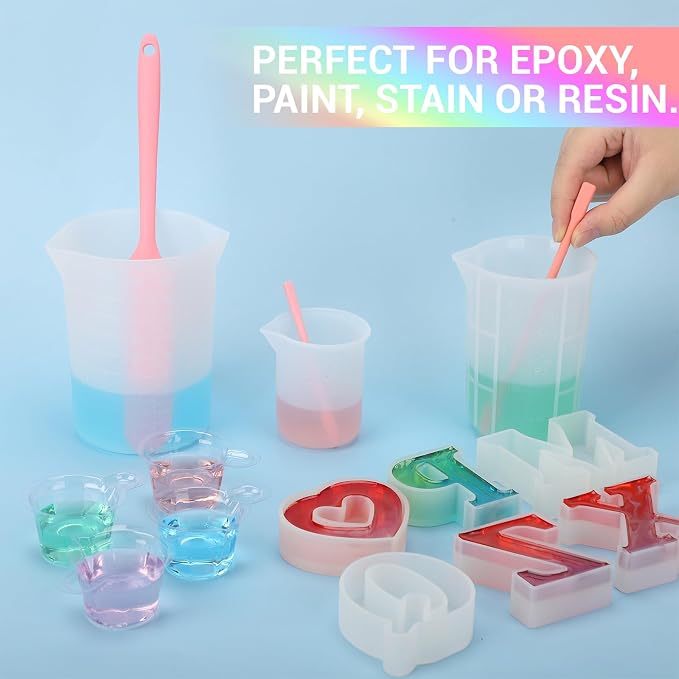 Gartful 9 Colors Large Silicone Stir Sticks, Reusable Epoxy Resin Mixing Sticks, Non-Stick Craft Stirring Rods for Paint Mixing, Glitter Tumblers, Liquid Art Supplies, DIY Crafts Tools