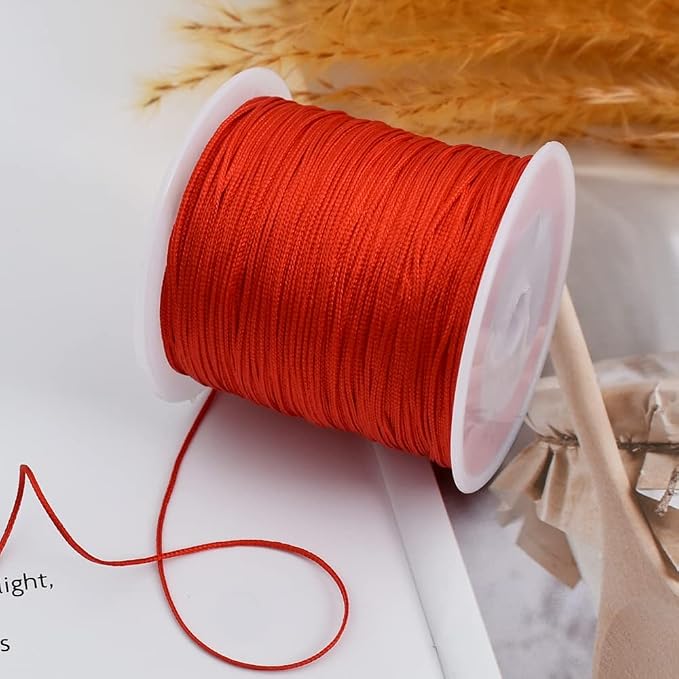 TONIFUL Nylon String Satin Cord for Necklace Bracelet Beading 1mm Red | 100yd Non elastic durable non fading, for Jewelry Making Thread Rattail Macrame Trim Kumihimo Chinese Knot Craft Tags Hanging