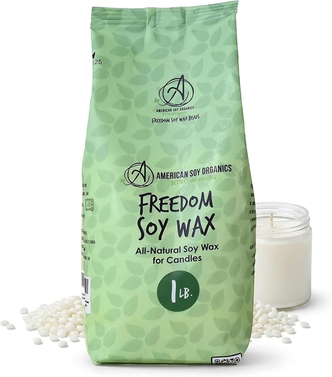 American Soy Organics Freedom Soy Wax Beads, All-Natural Candle Wax, 1 lb | DIY Candle Making Supplies Ideal for Container Candles, Tealights & Wax Melts, Paraffin-Free, Beeswax-Free, Microwavable