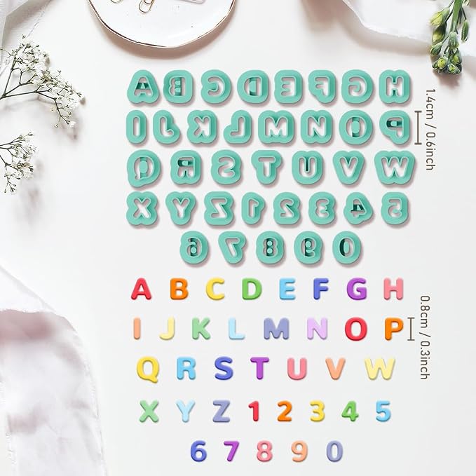 ACRNIGHEET 26pcs Alphabet Shape and 10pcs 0-9 Number Clay Cutters, Polymer Clay Cutting Tools for Earrings Jewelry Making, Clay Jewelry Making Kit, Letter Cutters