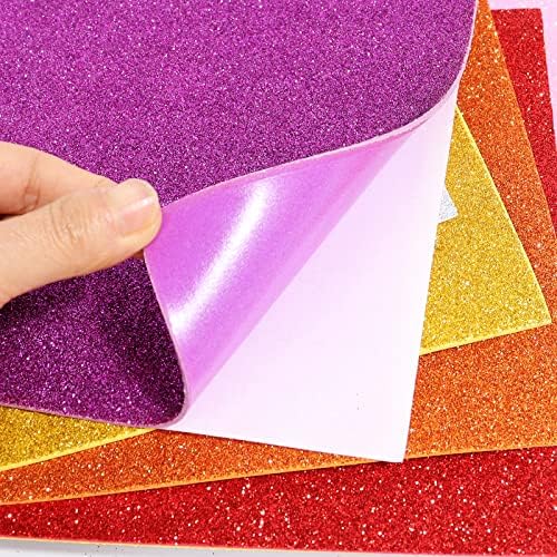 20 Sheets Glitter Paper Sheet for Crafts St. Patrick's April Fool's Memorial Father's Day Decor Table Decor, A4 Cardstock Self-adhesive Paper for Scrapbook Graduation DIY Card (Multicolor)