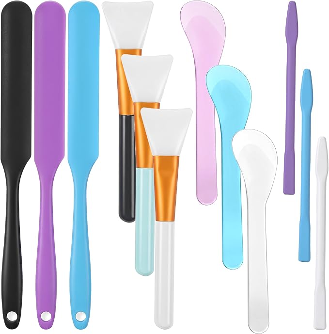 12 Pcs Silicone Resin Stir Sticks Kit for Epoxy UV Casting, Silicone Epoxy Brushes Reusable DIY Craft Tool for Mixing Resin Non-Stick Waxing Wax Stick for Mixing Resins Paint, Waxing, Liquid