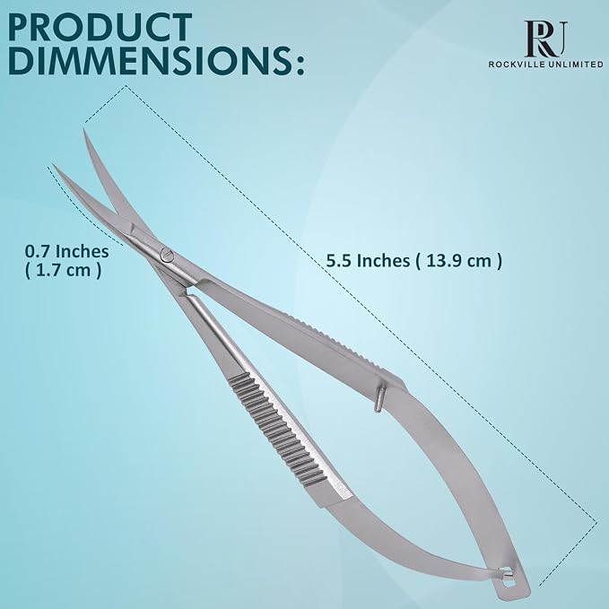 Micro Scissors 5.5" Curved Set of 3 Stainless Steel Embroidery Scissor Extra Sharp Sewing Arts & Craft Applique Stitch Cutting for Grooming Eyebrow Eyelash and Spring Action Squeeze Scissors.