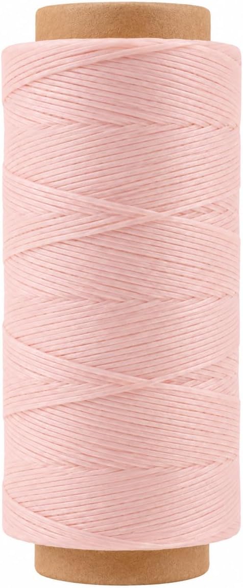Mandala Crafts 150D 0.8mm Light Pink Flat Waxed Thread for Leather Sewing