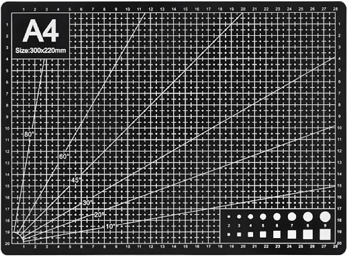Professional A4 Self-Healing Cutting Mat, Non-Slip Craft Cutting Board with Grid, Durable PVC Material for Handmade Scrapbooking, Sewing, Model Making and Office Desktop Protection