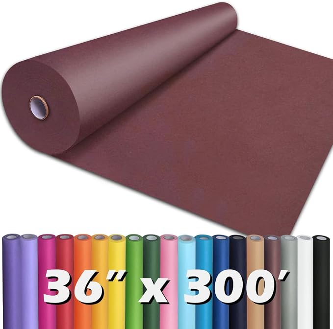 PerkHomy Wine Red Kraft Paper Roll 36" x 3,600" (300') for Gift Wrapping Bouquet Flower Art Painting Craft Writing Packaging Shipping 80GSM 55LB (Wine Red, 36" x 300')