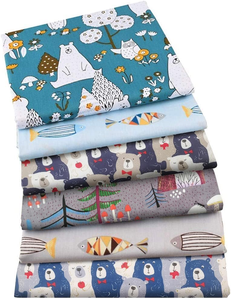 Aubliss 50pcs 100% Cotton Fabric Bundle 10" x 10" PreCut Fat Squares Sheets