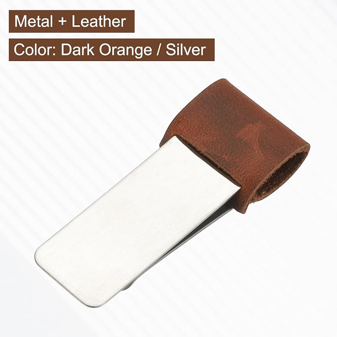PATIKIL Pen Loop for Notebook, Stainless Steel Leather Pencil Holder Pen Clip for Notebook Traveler Journals Planner, Dark Orange