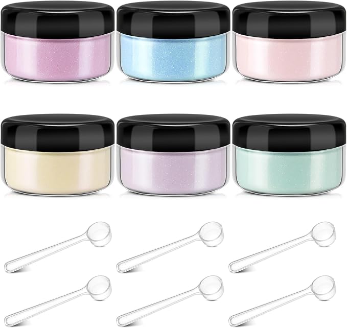 6 Pcs 0.5 Ounce Glitter Embossing Powder Set for DIY Crafts Greeting Cards Making Scrapbooking Wedding Invitations (Pastel)