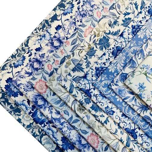 4"x4"200pcs Cotton Fabric Squares for Sewing Quilting Supplies-Blue Floral