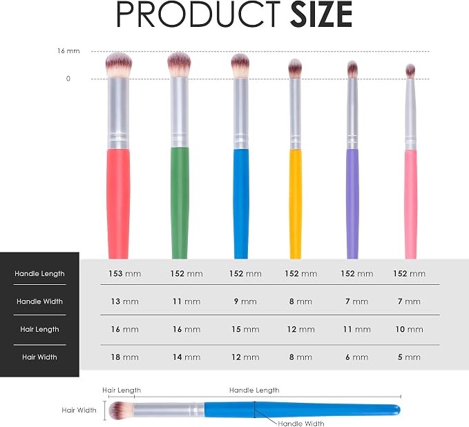 Yoseng Drybrush Set - Premium Art Paintbrush Set for Miniatures, Ideal for Detailing - 6 Different Sizes (6 Color with Case)