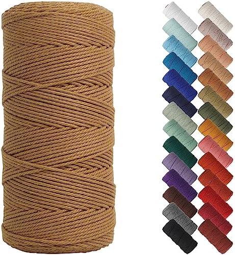 NOANTA Coffee Macrame Cord 2mm x 220yards, Colored Cotton Macrame Yarn