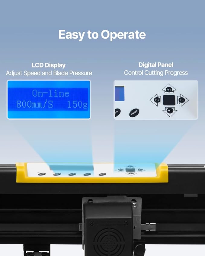VEVOR Vinyl Cutter Machine, 34 in / 870 mm Max Paper Feed Cutting Plotter, Automatic Camera Contour Cutting LCD Screen Printer with Stand Adjustable Force and Speed for Sign Making Plotter Cutter