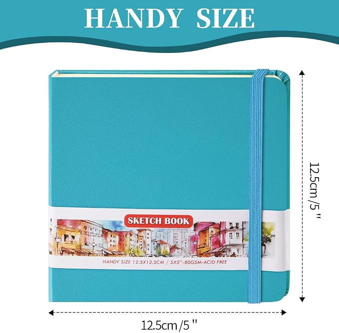 5x5 Pocket Sketch Book,80gsm Hardcover Art Sketchbook for Drawing Journal
