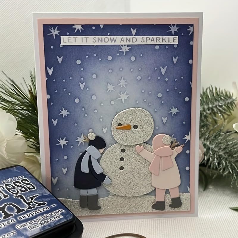 Lapoo Christmas Metal Cutting Die for Scrapbooking, 3D Backgrounds Frame Cutting Dies DIY Album Card Making Decor Paper Metal Die Cuts Party Wedding Decorations (Snowman 6 x 4.4 in)
