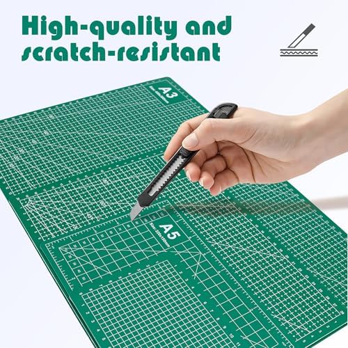4 Packs Cutting Mats, 4size Double Sided Cutting Mat, Non-Slip 5 Layers PVC Cut Mat for Craft Art Projects Fabric Sewing, Scrapbooking Mat, A3 A4 A5 A6