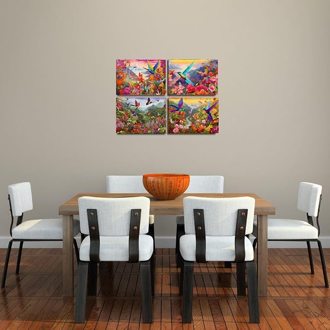 DOTSOPS 4 Pcs Hummingbird Diamond Painting Kits for Adults Round Full Drill | Art Painting Kit,Crafts DIY 5D Diamond Art Packs Kits,Full for Adults Beginner,Home Wall Decoration Gift 11.8 x 15.7 Inches