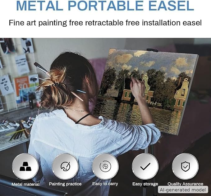 RRFTOK Silver 2 Pack 17-66 Inch Art Easel Stand for Painting and Sign | Two portable aluminum tripod easels for display stand, canvas holder, adults, floor, sign and poster stand use