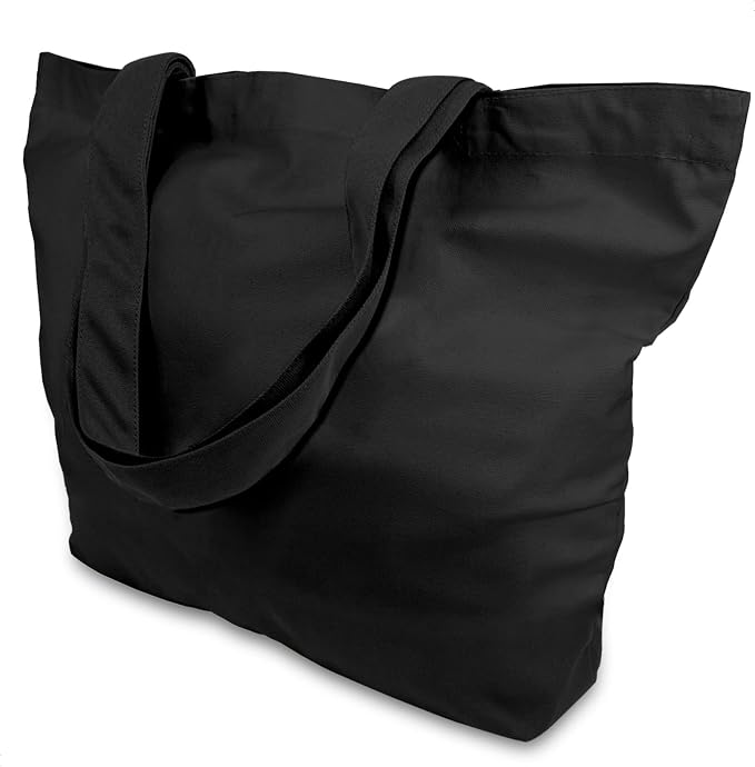 TOPDesign 6-Pack Super Strong Large 12oz Cotton Canvas Tote Bags, Reusable Grocery Shopping Cloth Bags, Fashionable Two-Tone Totes for Crafts, DIY Your Creative Designs
