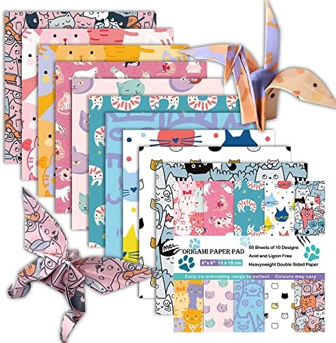 Origami Paper 6x6" Double Sided 50 Sheets 10 Colors Origami Kit,Craft Paper