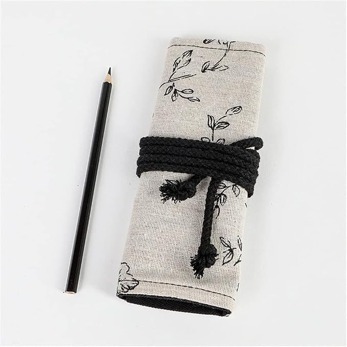 DIYOMR 24/36/72 Slots Pencil Wrap Pencil Rolls, Artist Colored Pencils Roll Up Bag Short Brushes Pouch Case Pencils Organizer for Drawing Coloring and Sketching,No Pencils (Peony Flower, 36slots)