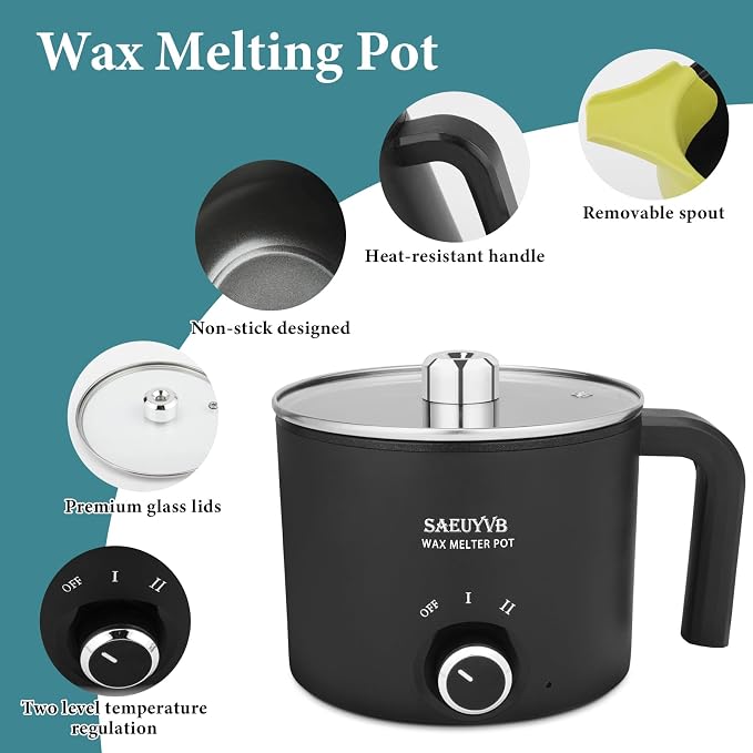 SAEUYVB Candle Making Kit with 1.8L Wax Melter Pot | Wax Melter for Candle Making with Thermometer,Spoon,Complete Candle Making Supplies for Adults Beginnner