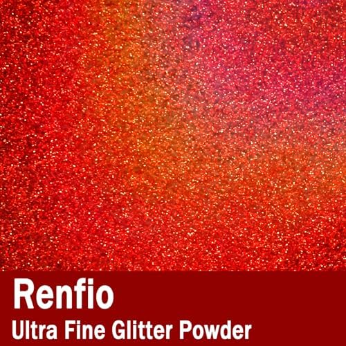 Renfio Holographic Ultra Fine Red Glitter Powder Metallic Resin Glitter | 2.11 Oz(60g) PET Flakes Crafts Sequins 1/128" 0.008" 0.2mm Epoxy Chips Flakes for Tumblers Slime Roses Decorations-Laser Red