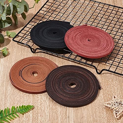 GORGECRAFT 197 Inch Red Brown Flat Genuine Leather Cord Leather String Full Grain Cord Lace Cowhide Leather Strips for Jewelry Making DIY Craft Projects Belts Keychains