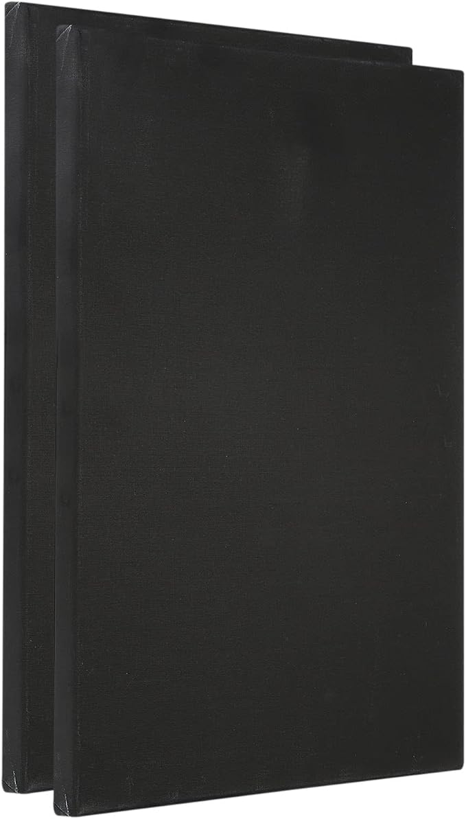 PATIKIL Paint Canvases Panel for Painting, 2 Pack 12x16 Inch Rectangle Wood Frame Stretched Blank Art Board Panels for Acrylic, Oil, Tempera Painting, Black