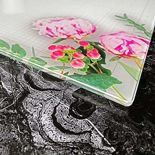 GLASSBOARD STUDIO Glass Craft Mat - Magnetic, Heat & Scratch Resistant - For Crafting, Cutting, Painting, Mixed Media Artwork - Grid Lines, Non-Slip Rubber Feet (Floral 24"L x 36"W)