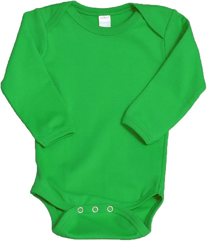 Monag Long Sleeve Baby Bodysuit, Long Sleeve Blank Solid Color Baby One-Piece, 100% Cotton Infant Bodysuit, Creeper