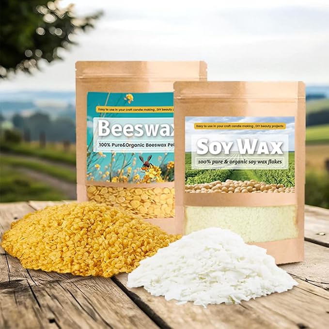 Complete Soy and Beeswax Candle Making Kit for Adults with Wax Melter | Wax Melt Making Kit Includes 2lb Soy Wax, 1lb Beeswax, 12 Candle Jars, Candle Moulds