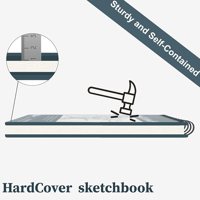 Fuxi Small Sketch Book, Spiral-Bound Sketchbook 5.5 x 8.5 2-Pack 200 Sheets | Small Sketchbook, 100 Sheets Each, 68lb/100gsm Drawing Paper Pad, Small Sketch Pads for Drawing for Adults, Kids & Beginners.