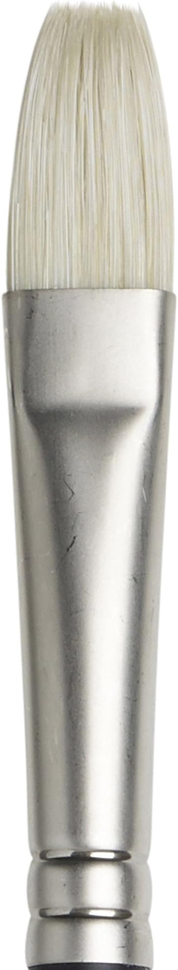 Winsor & Newton Artists' Oil Hog Paint Brush, Long Handle Size 7, Flat | Handcrafted with interlocked Chungking bristles; Have spring, stiff, & flagged allowing large amounts of colour to be carried