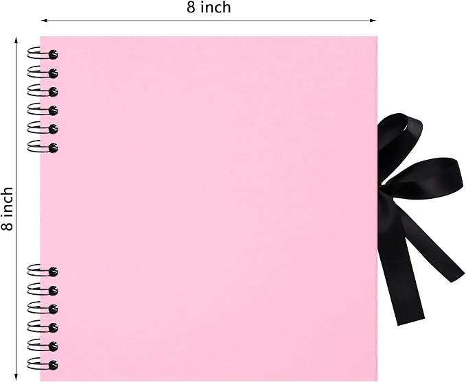 Scrapbook Photo Album DIY 8x8 Inch Thick Kraft 40 Pages Pink