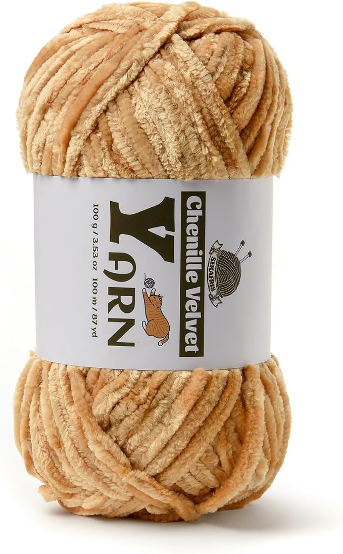 Chenille Crochet Khaki Yarn 1 Pack