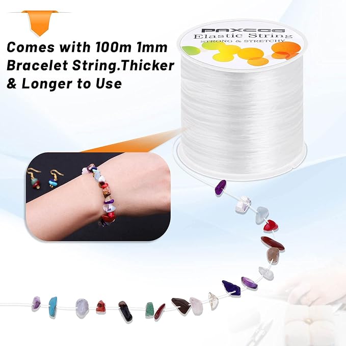 Paxcoo Elastic Bracelet String Cord Stretch Bead Cord for Jewelry Making and Bracelets Making (Pack of 2)