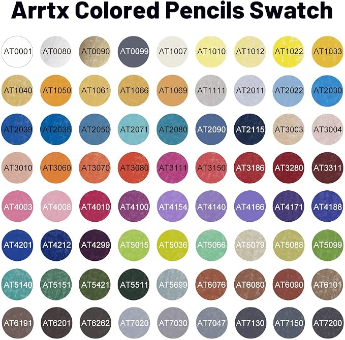Arrtx 72 Colored Pencils, Soft Core, for Adult Coloring & Drawing