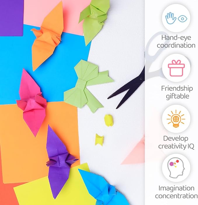 IOOLEEM Black Origami Paper, 1000 Sheets, 6 Inch Square, Double Sided Colored Paper for DIY Crafts