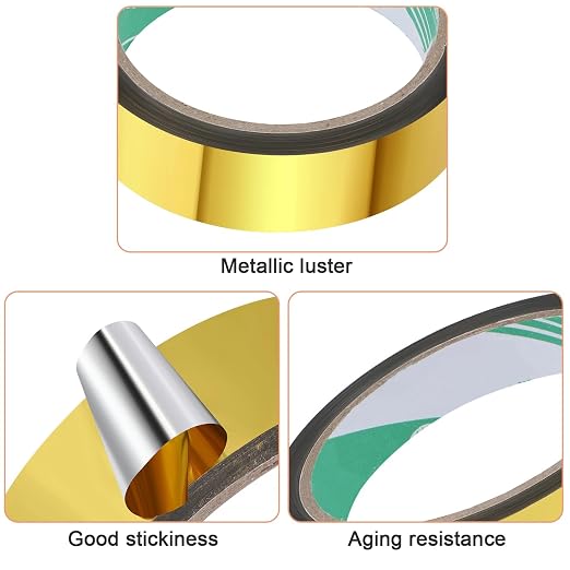 Zonon Laser Gold Washi Tape for Wall Decor Self Adhesive 5/15/25mm