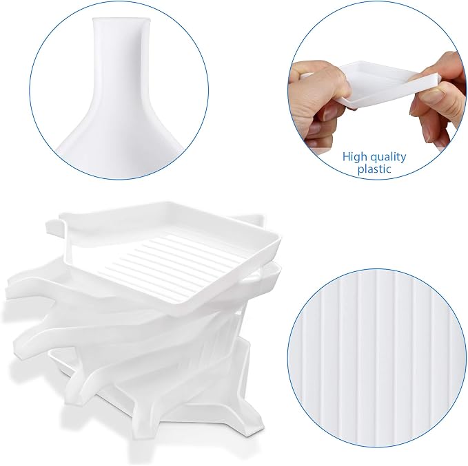 FEBSNOW 20PCS Diamond Art Painting Trays, Plastic Rhinestone Sorting Plate | ﻿ Sturdy Plastic, For DIY Craft Enthusiasts, Quick Rhinestone Sorting, Thickened Small Size of 3.8x2.2 Inches