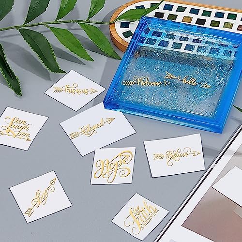 OLYCRAFT 9pcs 1.6x1.6 inch Word Arrows Sticker Blessing Arrow Self Adhesive Gold Stickers Inspirational Word Metal Gold Stickers for Scrapbooks DIY Resin Crafts Phone & Water Bottle Decoration