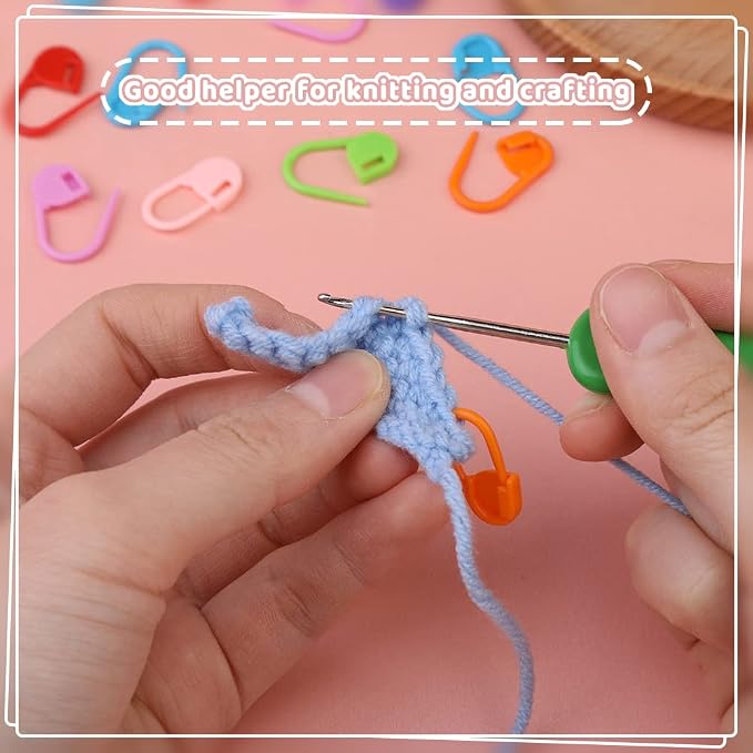 LUNARM 300Pcs Stitch Markers 15 Color Crochet Stitch Markers for Crocheting