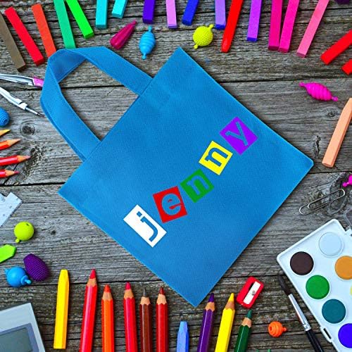 Super Z Outlet Assorted Colorful Solid Blank Fabric Tote Party Gift Bags Rainbow with Handles for Birthday Favors, Snacks, Decoration, Arts & Crafts, Event Supplies (12 Pack)(8" Inches)