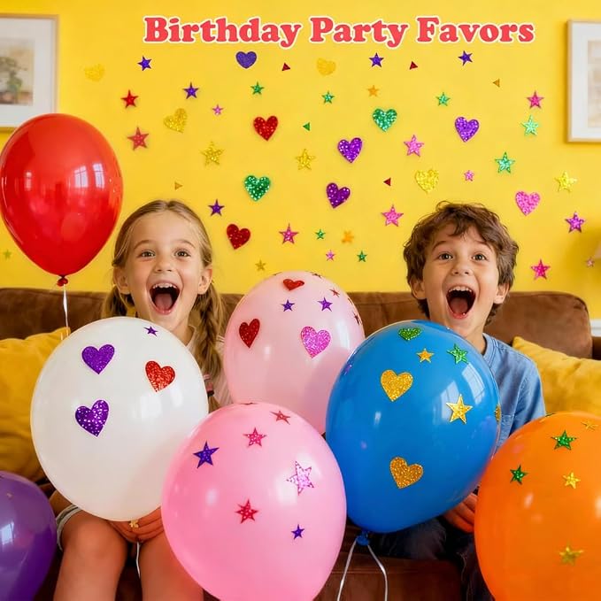 Back to School Supplies - 280 PCS Glitter Foam Reward Stickers for Kids | Self Adhesive Stars Mini Heart Shapes Stickers for Teachers Students Classroom - Arts Craft Scrapbook Supplies Party Favors